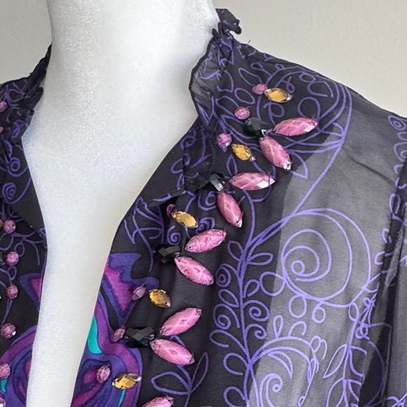 Hale Bob Sheer Black and Purple Tunic - Picture 5 of 12